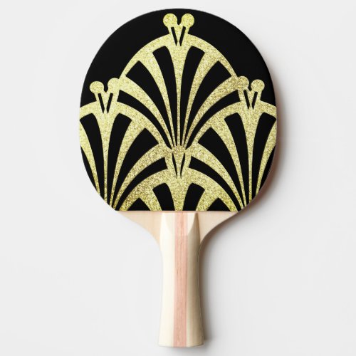Art deco fan pattern black gold elegant vintage ping pong paddle
