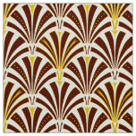 Art Deco fan pattern - chocolate on cream Fabric