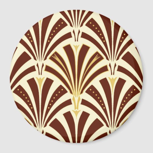 Art Deco fan pattern _ chocolate on cream Magnet