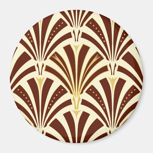 Art Deco fan pattern - chocolate on cream Magnet (Front)