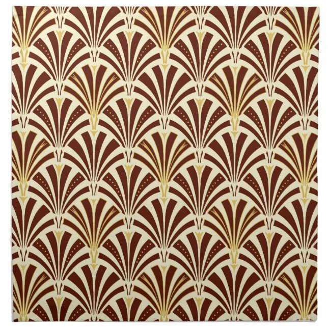 Art Deco fan pattern - chocolate on cream Napkin (Front)