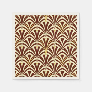 Art Deco fan pattern - chocolate on cream Napkins