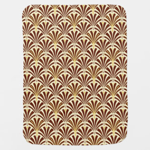 Art Deco fan pattern - chocolate on cream Receiving Blanket