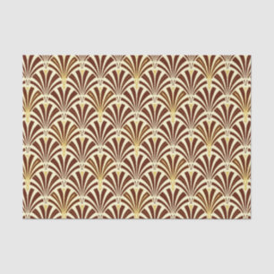 Art Deco fan pattern - chocolate on cream Tissue Paper