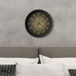 Art Deco Fan Pattern Clock<br><div class="desc">Art Deco fan pattern with gold numbers.</div>