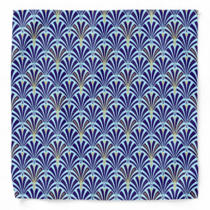 Art Deco fan pattern - cobalt and sky blue Bandana