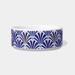 Art Deco fan pattern - cobalt and sky blue Bowl<br><div class="desc">Digital reproduction of a classic,  Art Deco wallpaper,  fan pattern - cobalt blue on light sky blue,  embellished with gold</div>