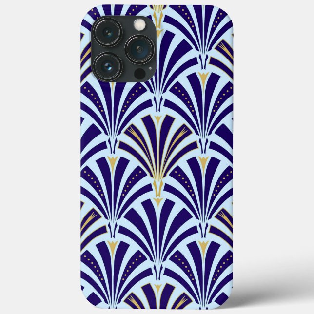 Art Deco fan pattern - cobalt and sky blue  Case-Mate iPhone Case (Back)