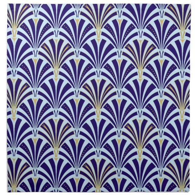 Art Deco fan pattern - cobalt and sky blue Napkin (Front)