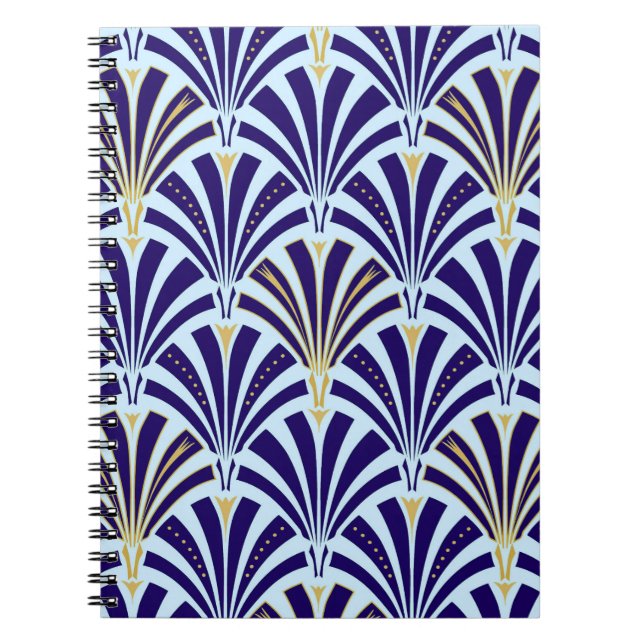 Art Deco fan pattern - cobalt and sky blue Notebook (Front)