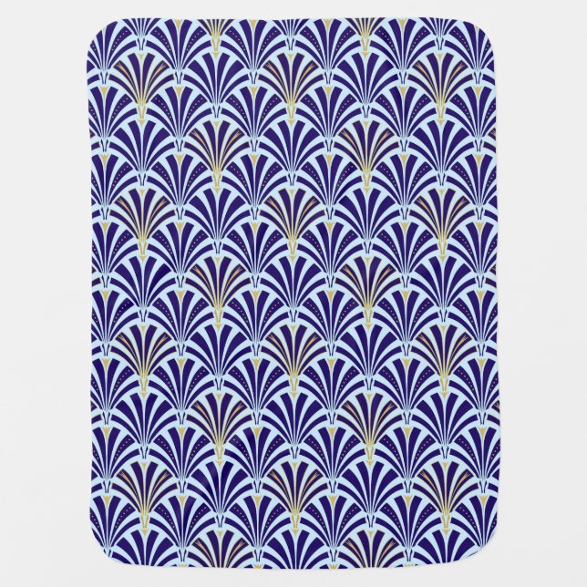 Art Deco fan pattern - cobalt and sky blue Stroller Blanket (Front)