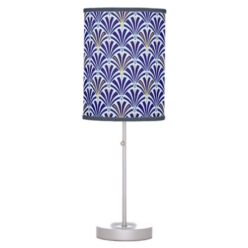 Art Deco fan pattern _ cobalt and sky blue Table Lamp