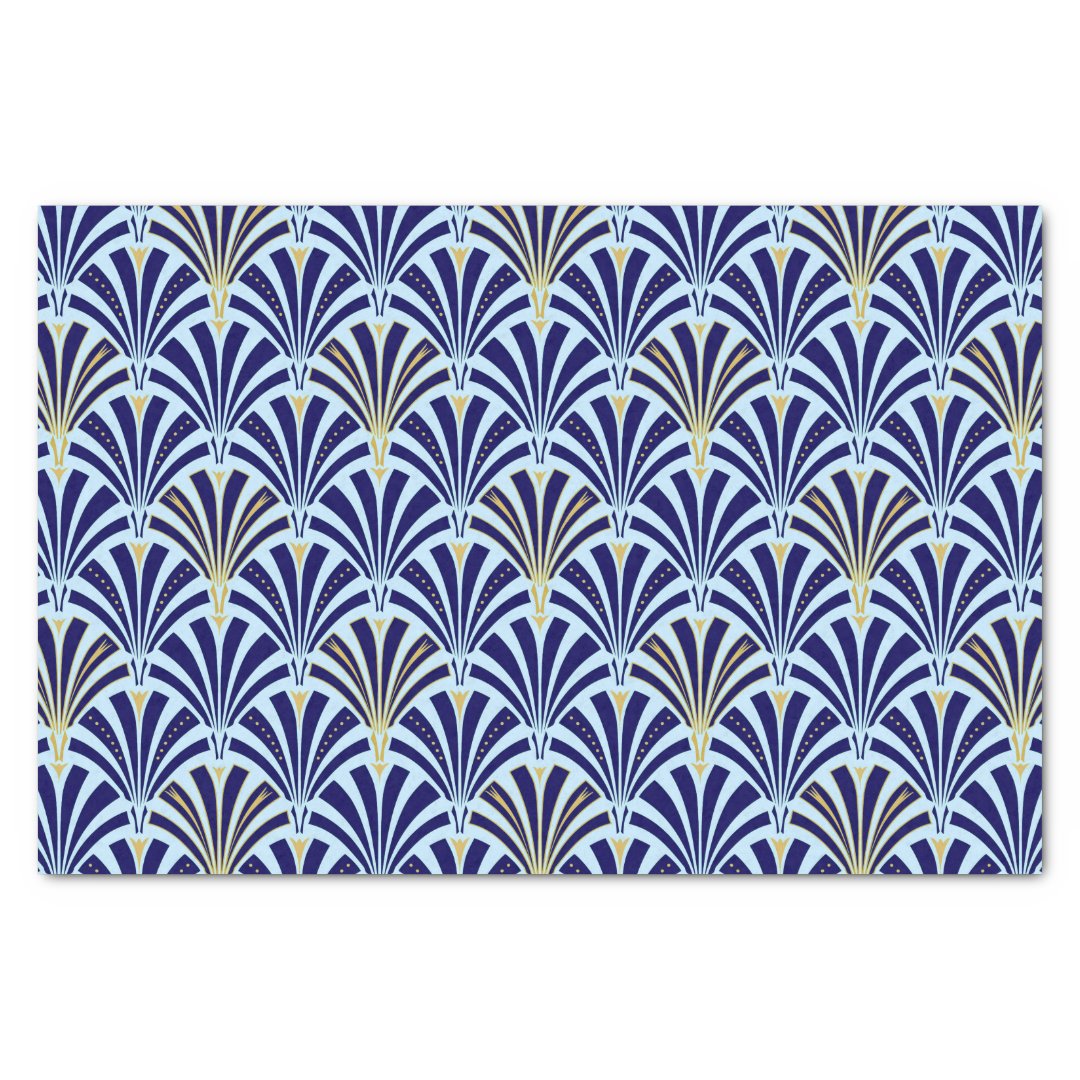 Art Deco fan pattern - cobalt and sky blue Tissue Paper | Zazzle