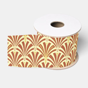Art Deco fan pattern - copper on yellow Grosgrain Ribbon