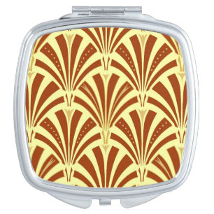 Art Deco fan pattern - copper on yellow Makeup Mirror