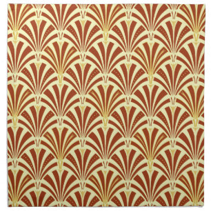 Art Deco fan pattern - copper on yellow Napkin