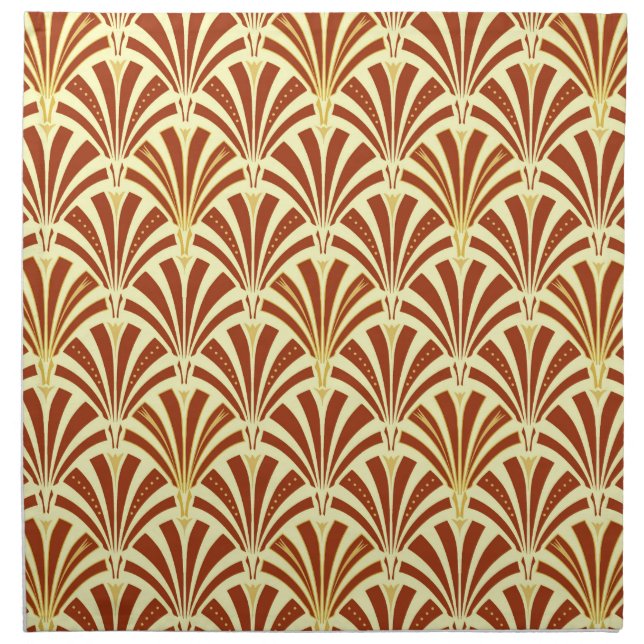 Art Deco fan pattern - copper on yellow Napkin (Front)