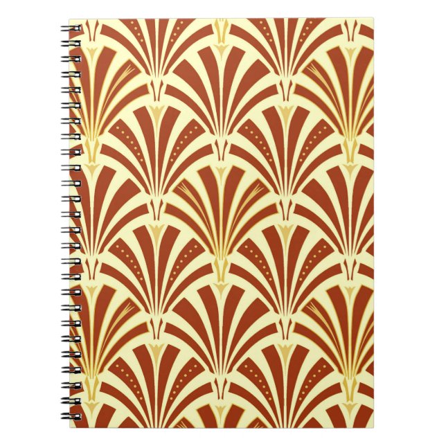 Art Deco fan pattern - copper on yellow Notebook (Front)