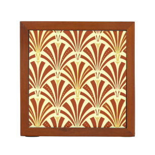 Art Deco fan pattern - copper on yellow Pencil/Pen Holder