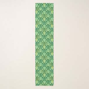Art Deco Fan Pattern, emerald and mint green Scarf