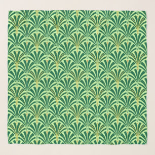 Art Deco Fan Pattern, emerald and mint green Scarf