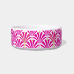 Art Deco fan pattern - fuchsia pink Bowl<br><div class="desc">Digital reproduction of a classic,  Art Deco wallpaper,  fan pattern - deep fuchsia pink,  on white,  embellished with gold</div>