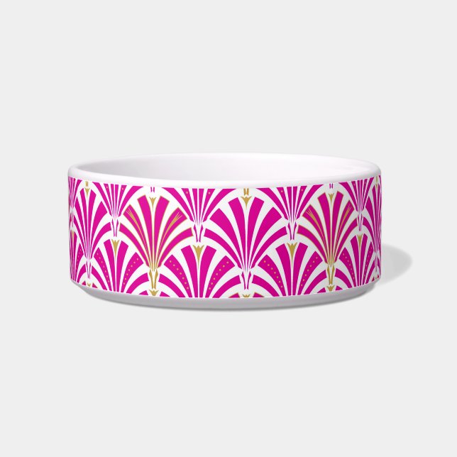 Art Deco fan pattern - fuchsia pink Bowl (Left)