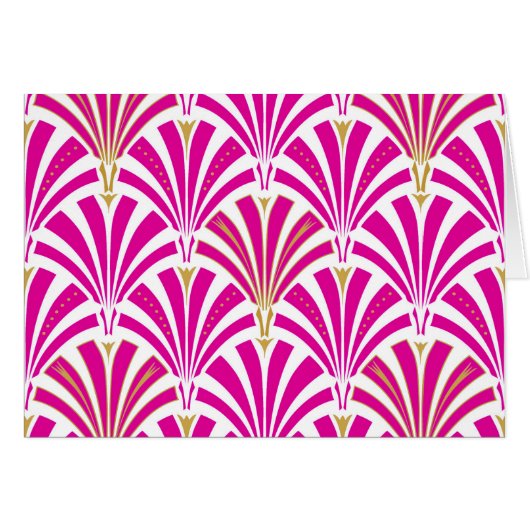 Art Deco fan pattern - fuchsia pink Cards (Front Horizontal)