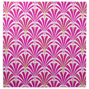 Art Deco fan pattern - fuchsia pink Cloth Napkin