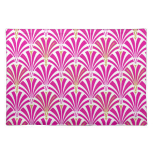Art Deco fan pattern - fuchsia pink Cloth Placemat