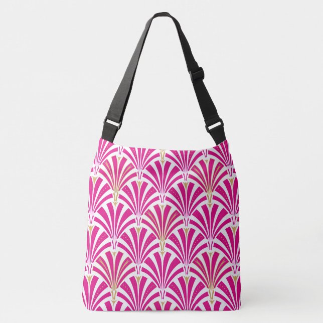 Art Deco fan pattern - fuchsia pink Crossbody Bag (Front)