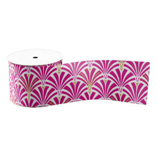 Art Deco fan pattern - fuchsia pink Grosgrain Ribbon