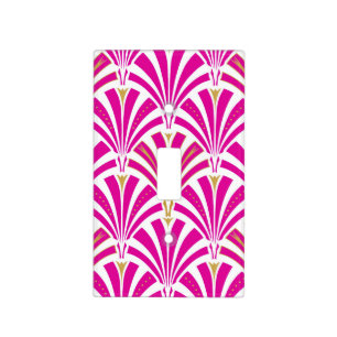 Art Deco fan pattern - fuchsia pink Light Switch Cover