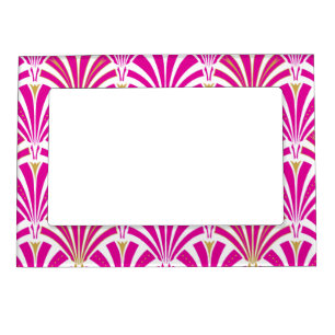 Art Deco fan pattern - fuchsia pink Magnetic Photo Frame