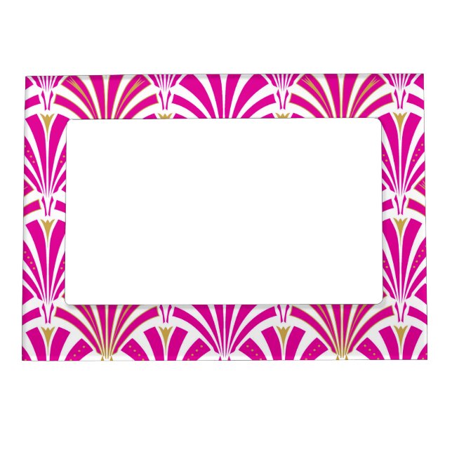 Art Deco fan pattern - fuchsia pink Magnetic Photo Frame (Front)