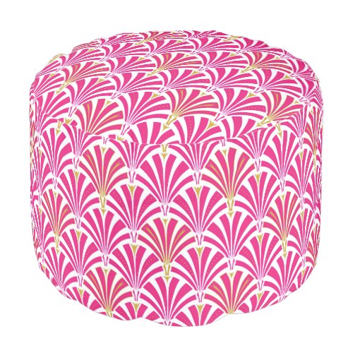 Art Deco fan pattern _ fuchsia pink Pouf