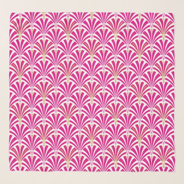 Art Deco Fan Pattern, fuchsia pink Scarf (Front)