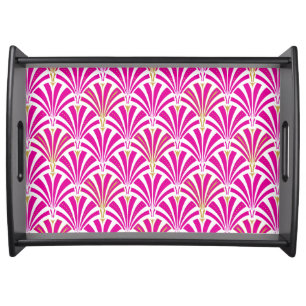 Art Deco fan pattern - fuchsia pink Serving Tray