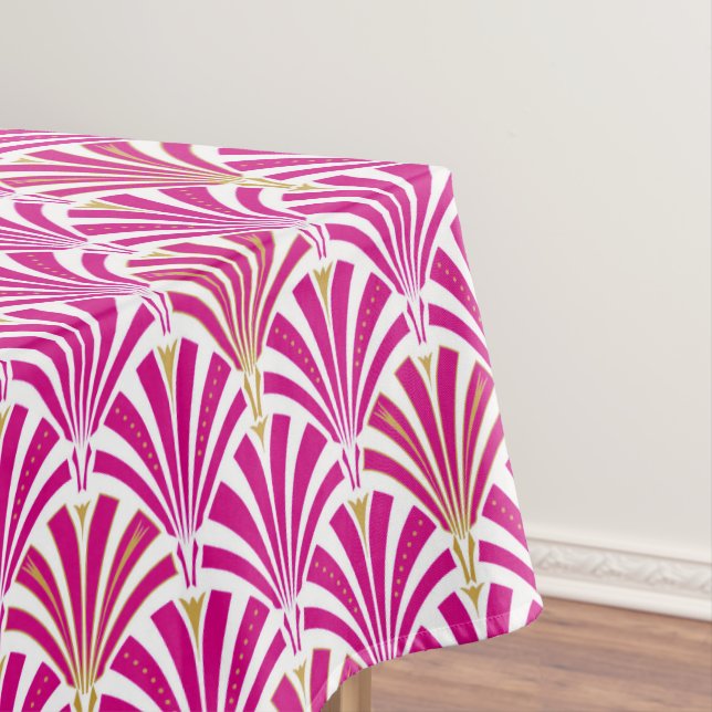 Art Deco fan pattern - fuchsia pink Tablecloth (In Situ)