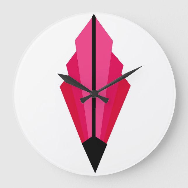Art Deco Fan Pattern in reds Large Clock (Front)