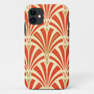 Art Deco fan pattern - mandarin orange iPhone 11 Case