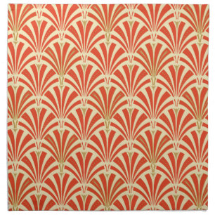 Art Deco fan pattern - mandarin orange Cloth Napkin