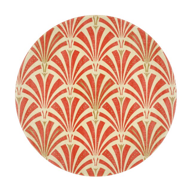 Art Deco fan pattern - mandarin orange Cutting Board (Front)