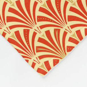 Art Deco fan pattern - mandarin orange Fleece Blanket