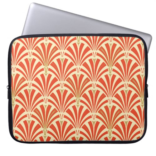 Art Deco fan pattern _ mandarin orange Laptop Sleeve