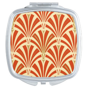 Art Deco fan pattern - mandarin orange Makeup Mirror