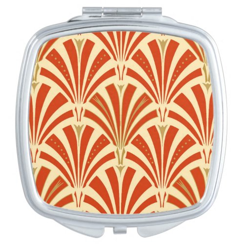 Art Deco fan pattern _ mandarin orange Makeup Mirror