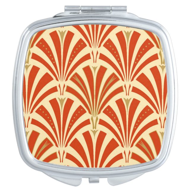 Art Deco fan pattern - mandarin orange Makeup Mirror (Front)