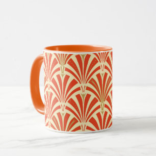 Art Deco fan pattern - mandarin orange Mug
