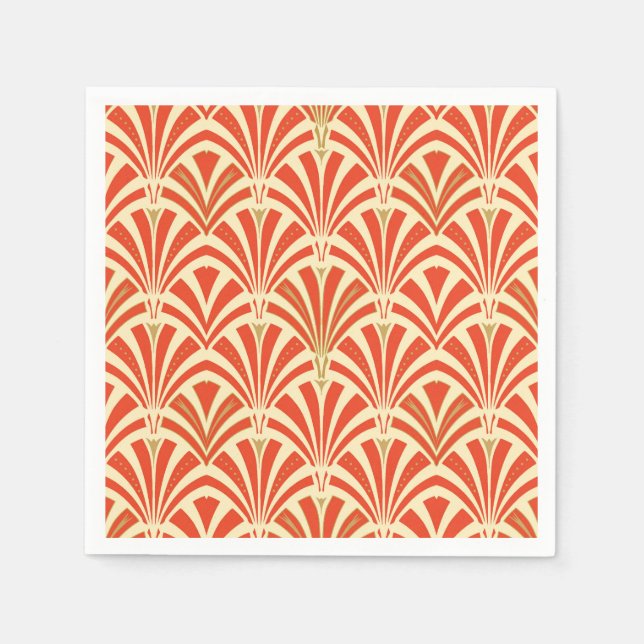 Art Deco fan pattern - mandarin orange Napkins (Front)